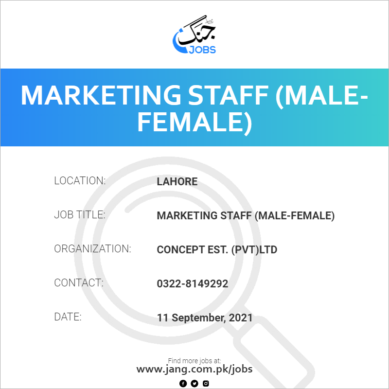Marketing Staff (Male-Female)