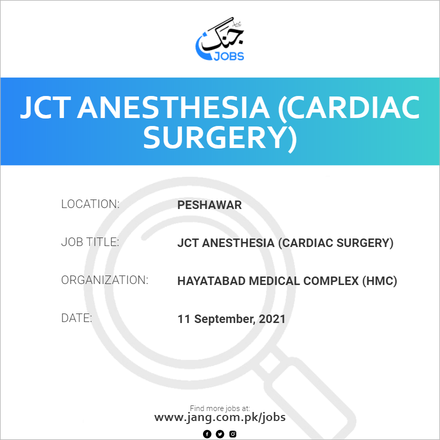 JCT Anesthesia (Cardiac Surgery)