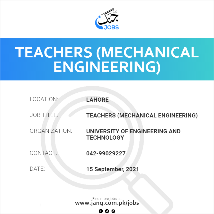 Teachers (Mechanical Engineering)