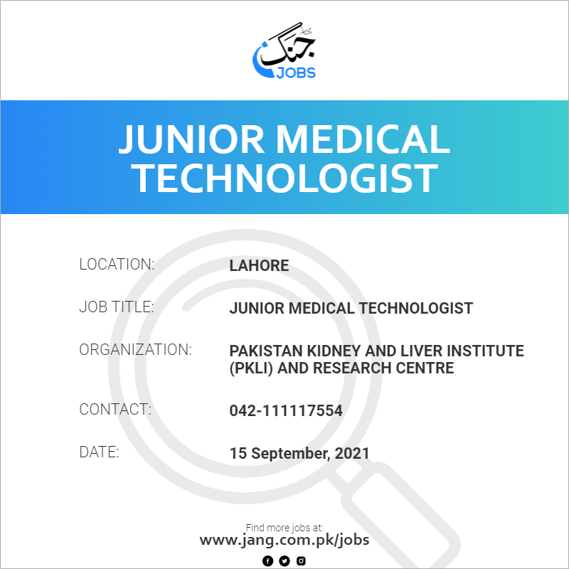 Junior Medical Technologist 