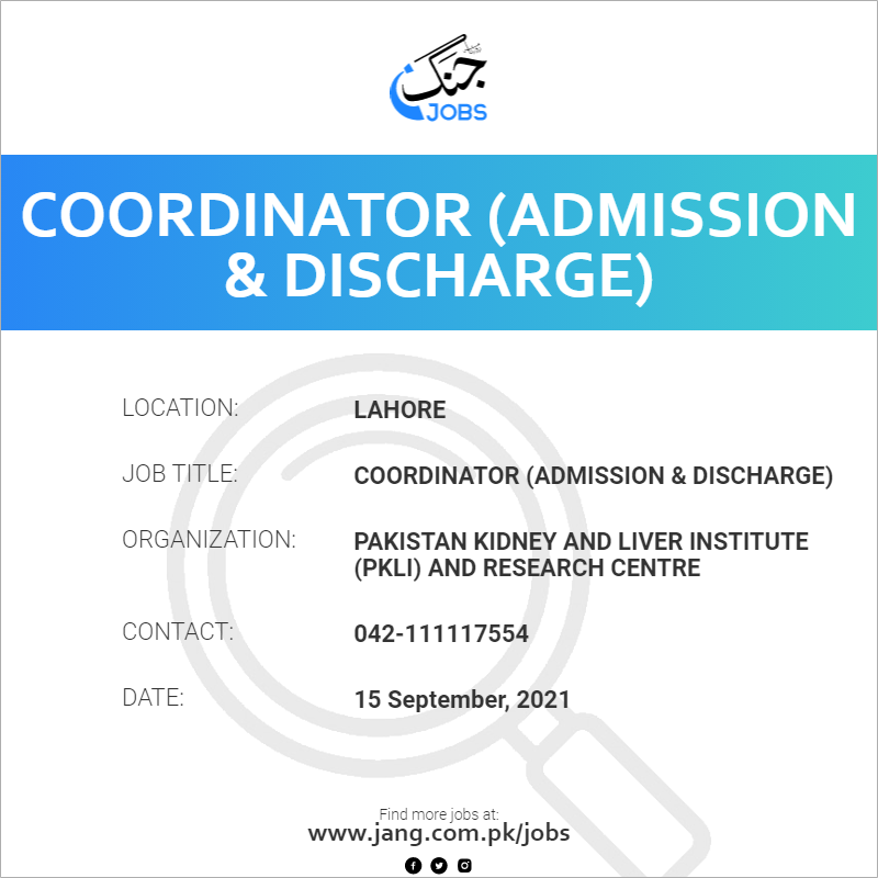 Coordinator (Admission & Discharge) 