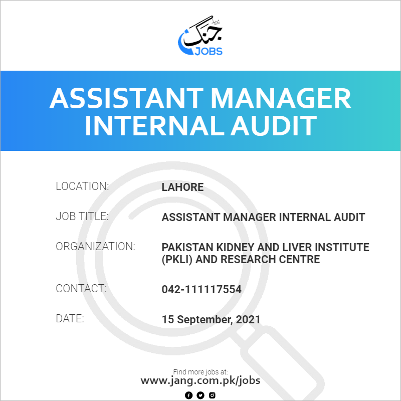 Assistant Manager Internal Audit 