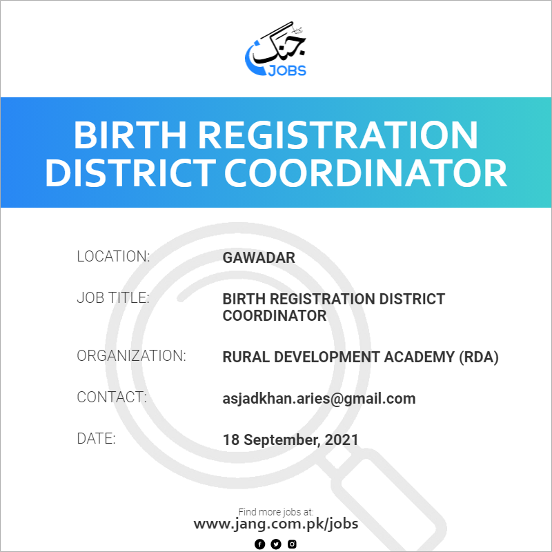 Birth Registration District Coordinator