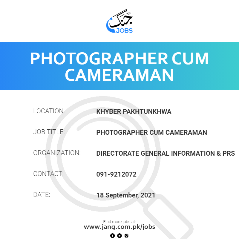 Photographer Cum Cameraman