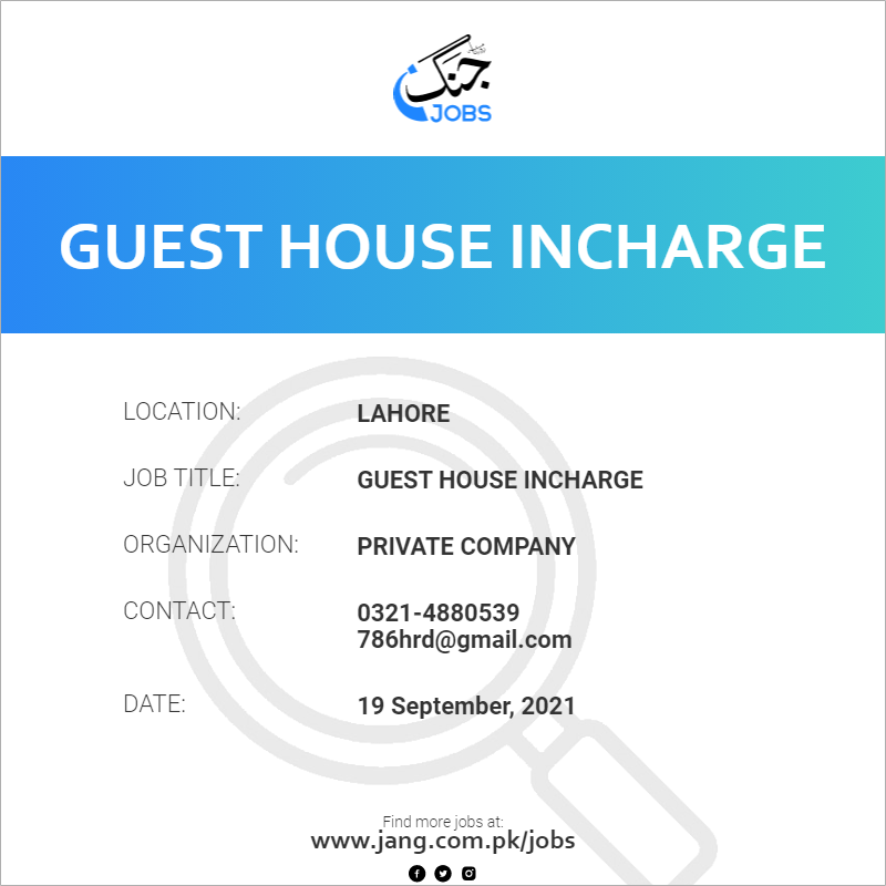 Guest House Incharge