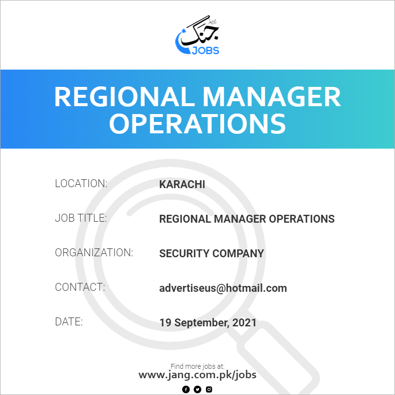 Regional Manager Operations