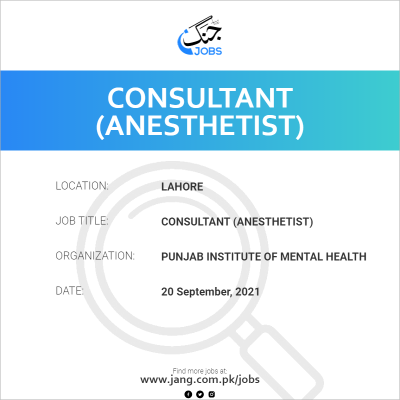 Consultant (Anesthetist) 