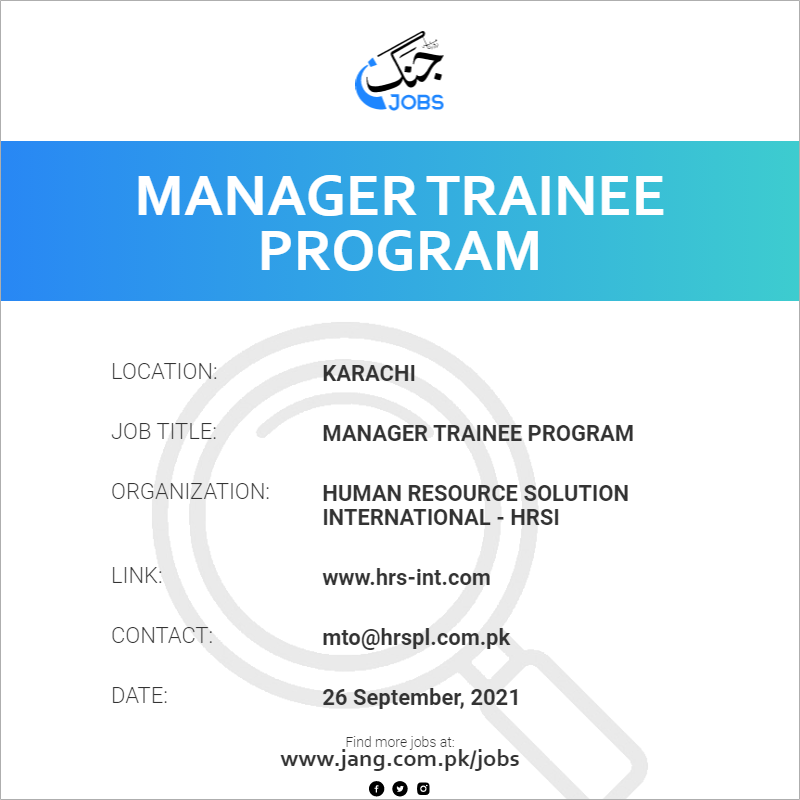 Manager Trainee Program