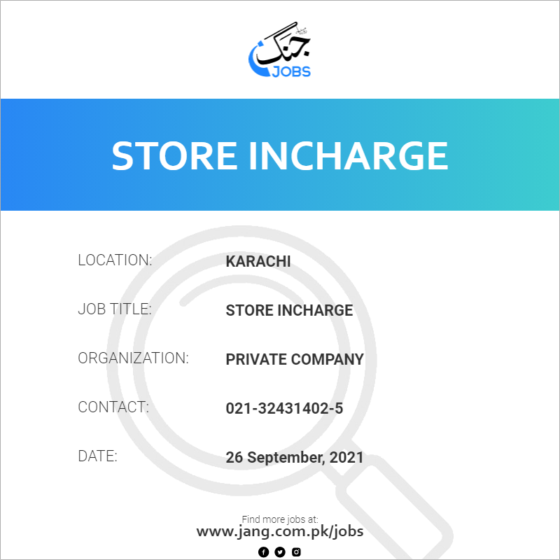 Store Incharge