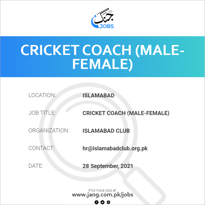 Cricket Coach  (Male-Female)