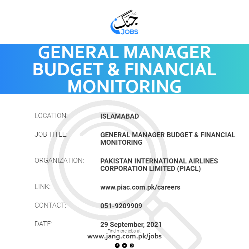 General Manager Budget & Financial Monitoring