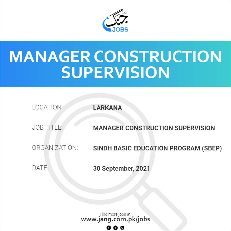 Manager Construction Supervision