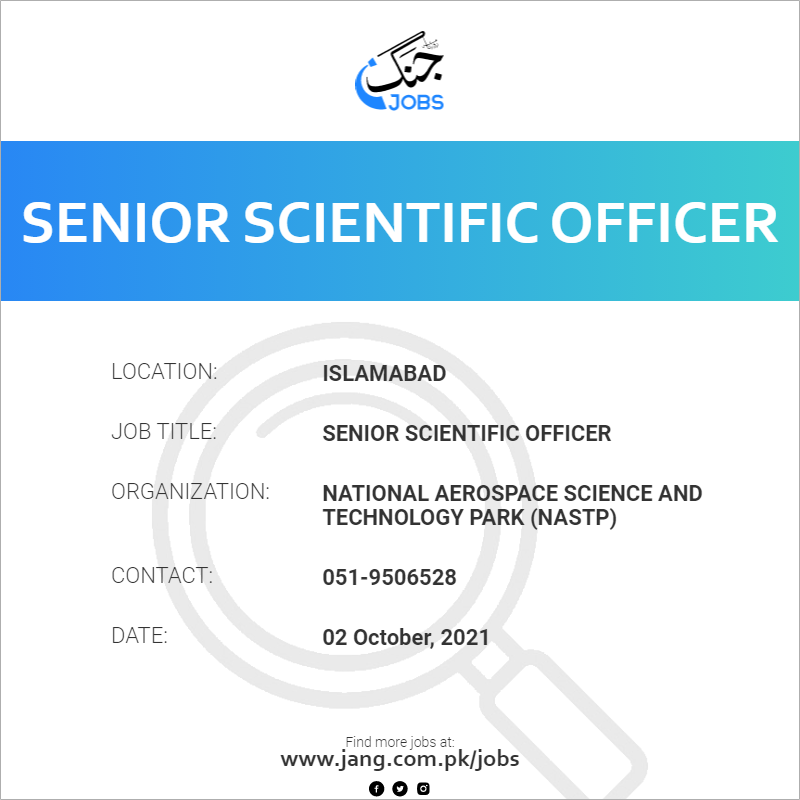 Senior Scientific Officer Job National Aerospace Science And 