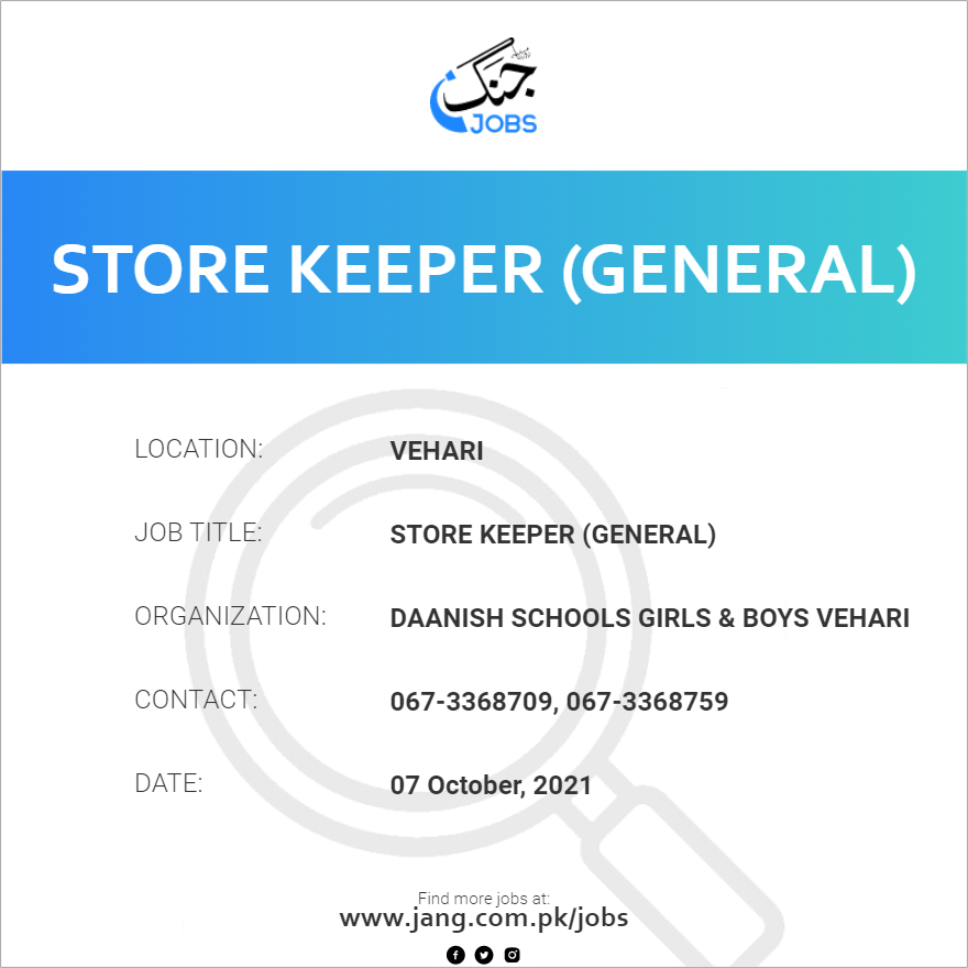 Store Keeper (General)