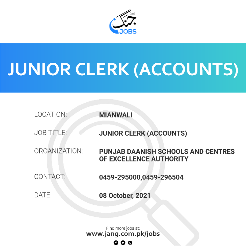 Junior Clerk (Accounts)