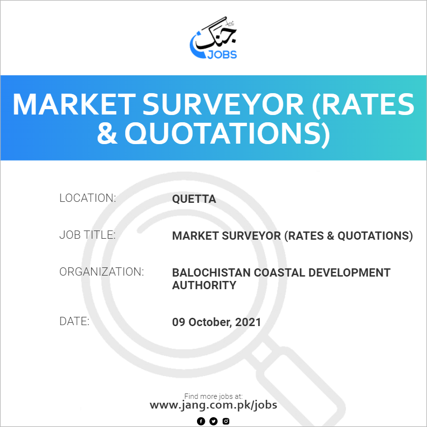 Market Surveyor (Rates & Quotations)