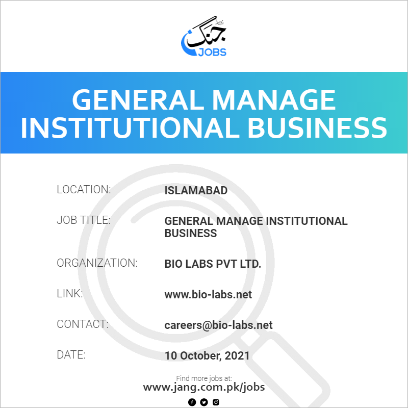 General Manage Institutional Business