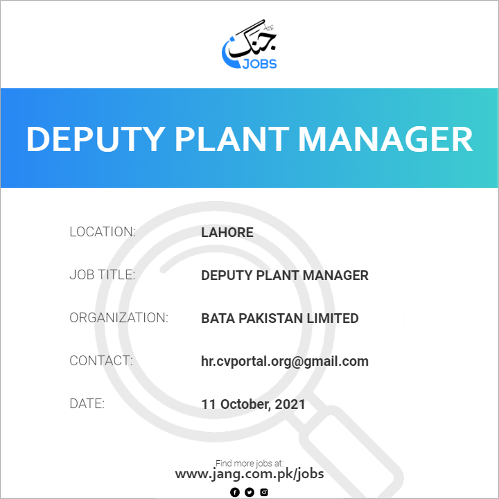 Deputy Plant Manager