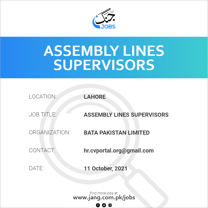 Assembly Lines Supervisors 