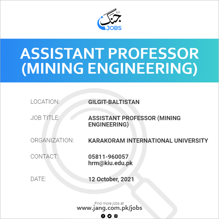 Assistant Professor (Mining Engineering) 