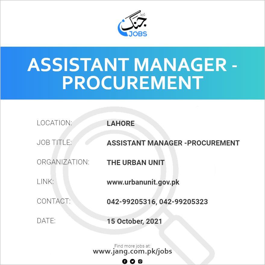 Assistant Manager -Procurement