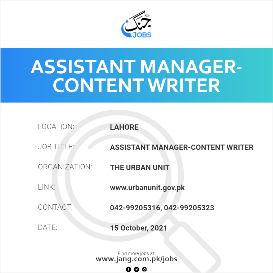 Assistant Manager-Content Writer