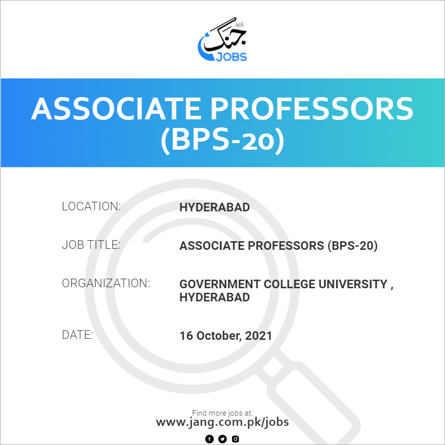 Associate Professors (BPS-20)