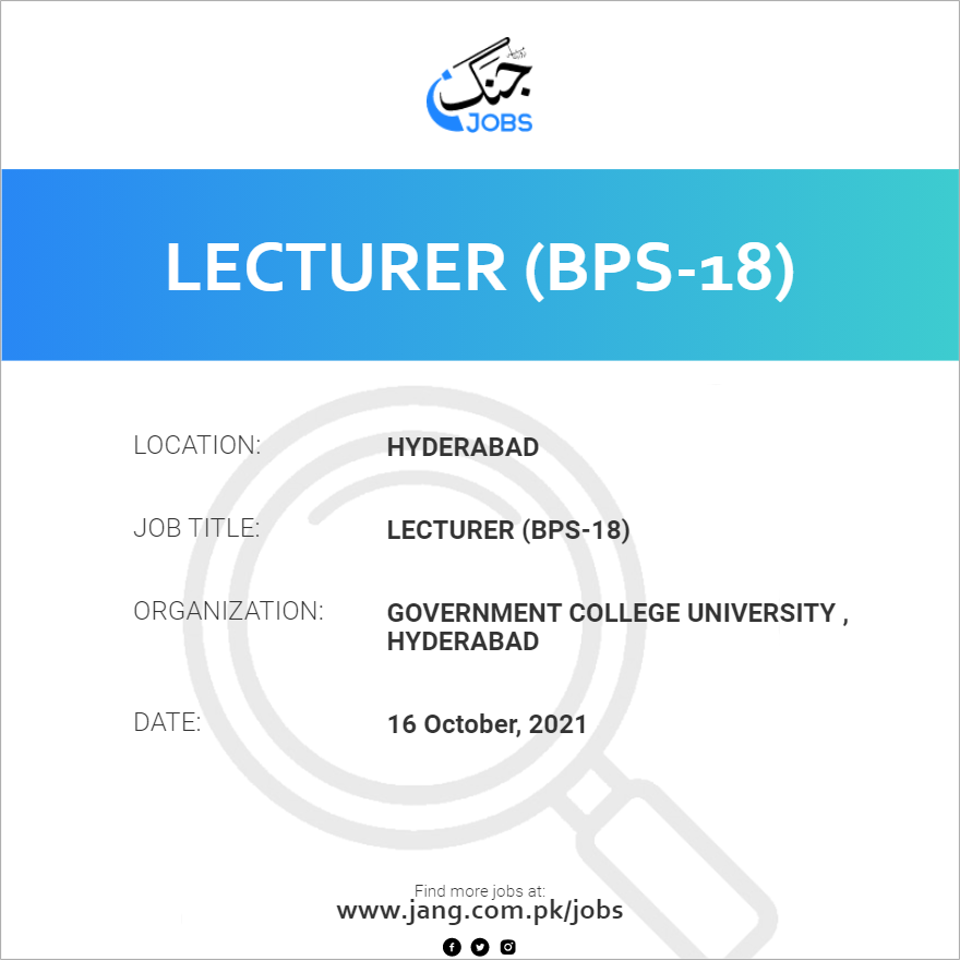 Lecturer (BPS-18)