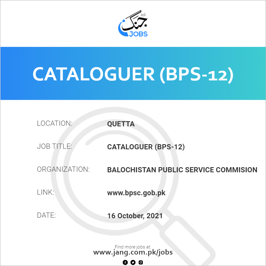 Cataloguer (BPS-12)