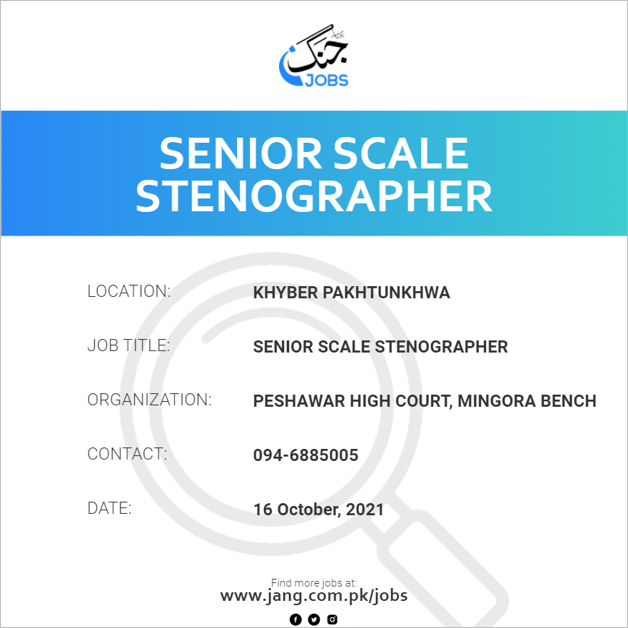 Senior Scale Stenographer 