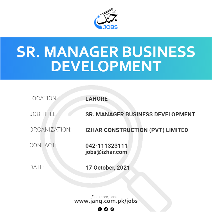 SR. Manager Business Development