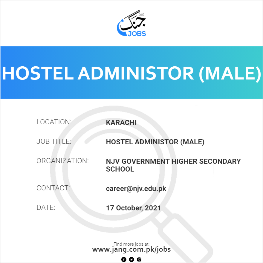 Hostel Administor (Male)