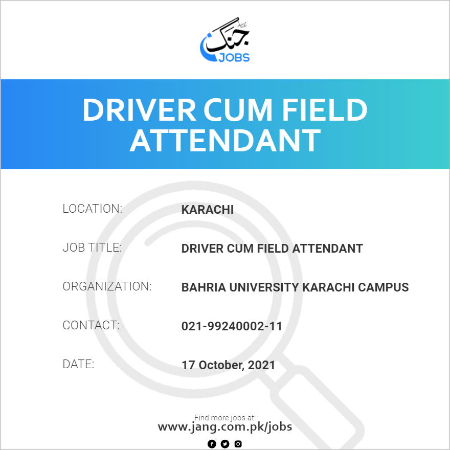 Driver Cum Field Attendant