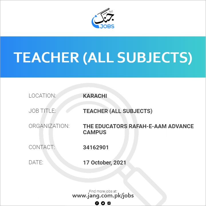 Teacher (All Subjects) 