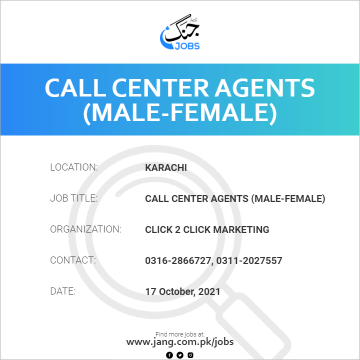 Call Center Agents (Male-Female) 
