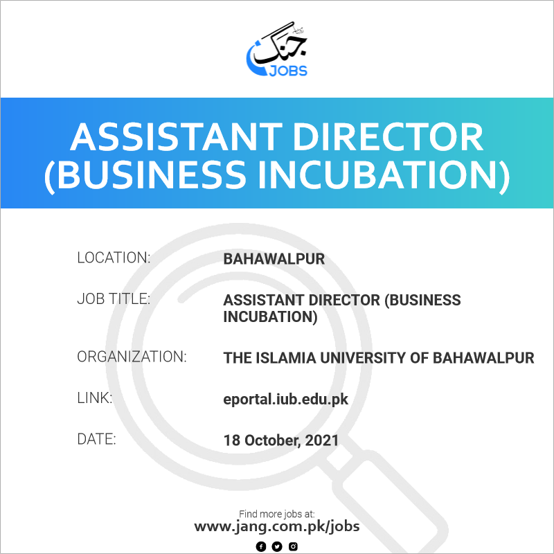 Assistant Director (Business Incubation) 