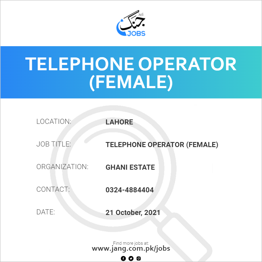 Telephone Operator (Female)