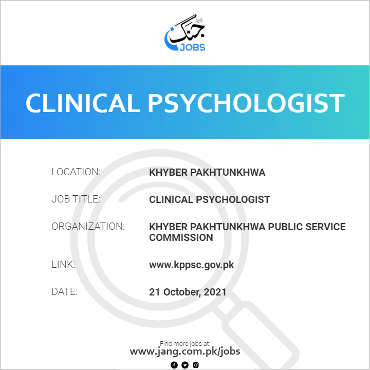 Clinical Psychologist Job Khyber Pakhtunkhwa Public Service