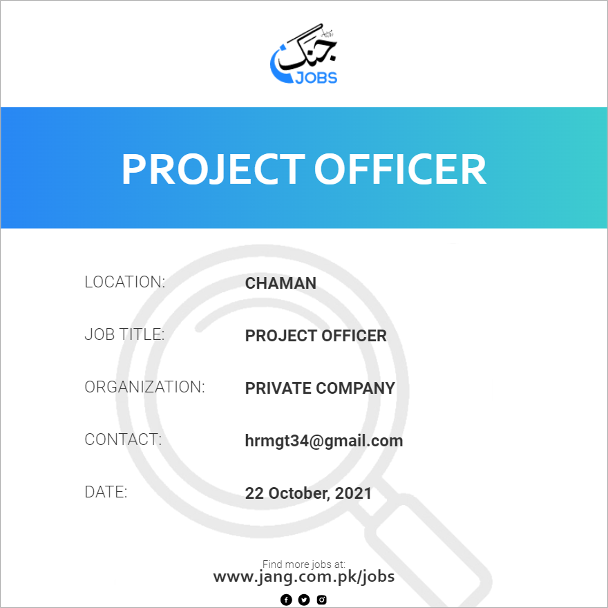 project-officer-job-private-company-jobs-in-chaman-25357