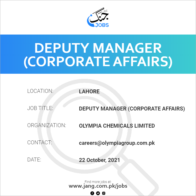 Deputy Manager (Corporate Affairs) 