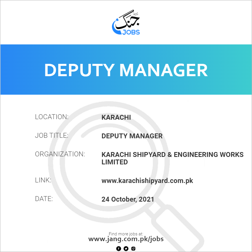 deputy-manager-job-karachi-shipyard-engineering-works-limited