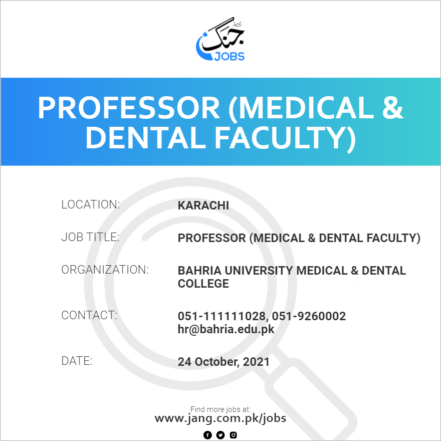 Professor (Medical & Dental Faculty)