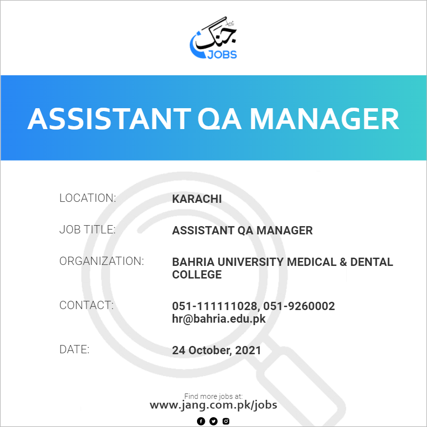 Assistant QA Manager