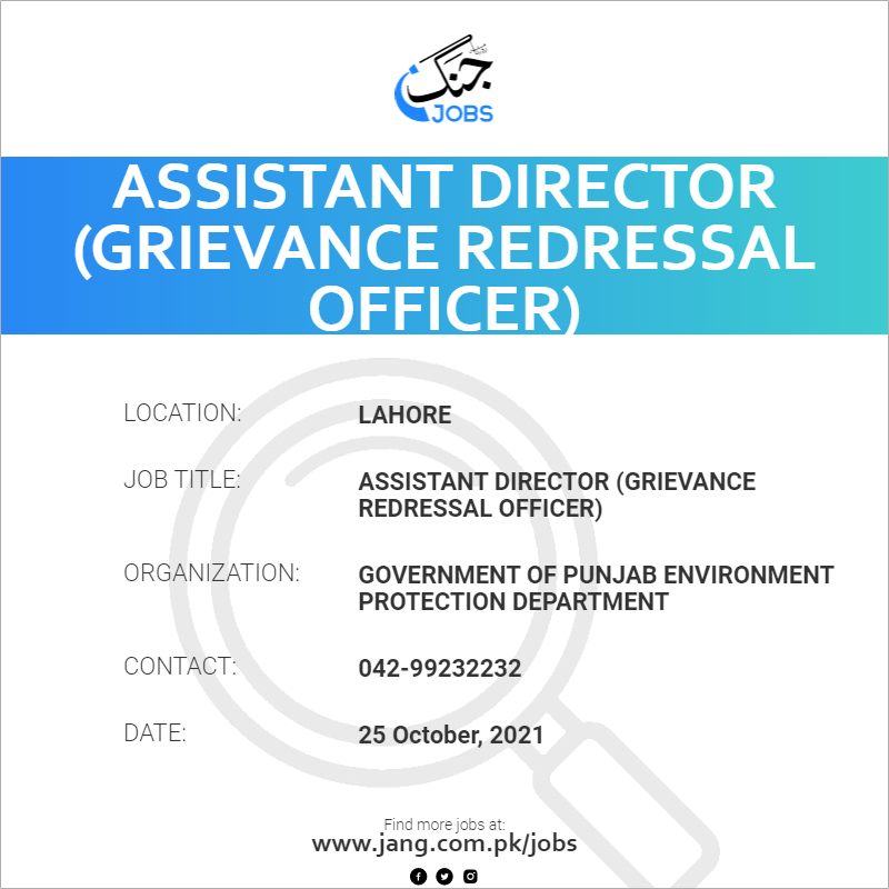 Assistant Director (Grievance Redressal Officer)