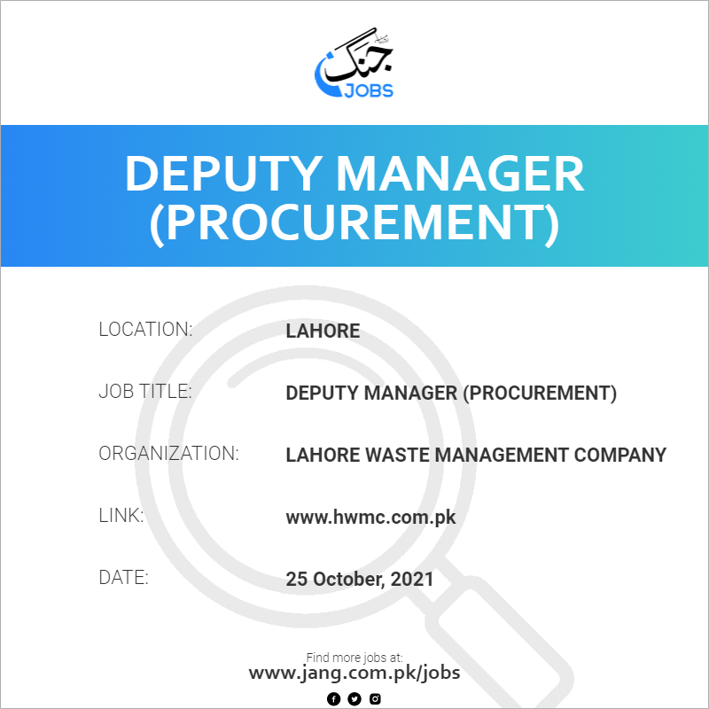 Deputy Manager (Procurement)