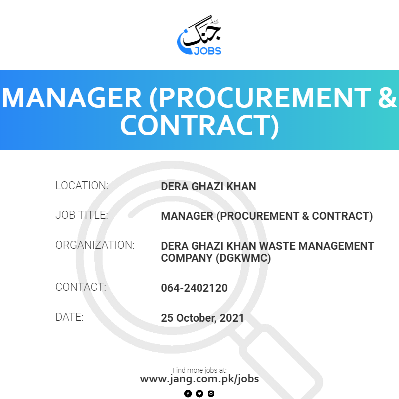 Manager (Procurement & Contract)