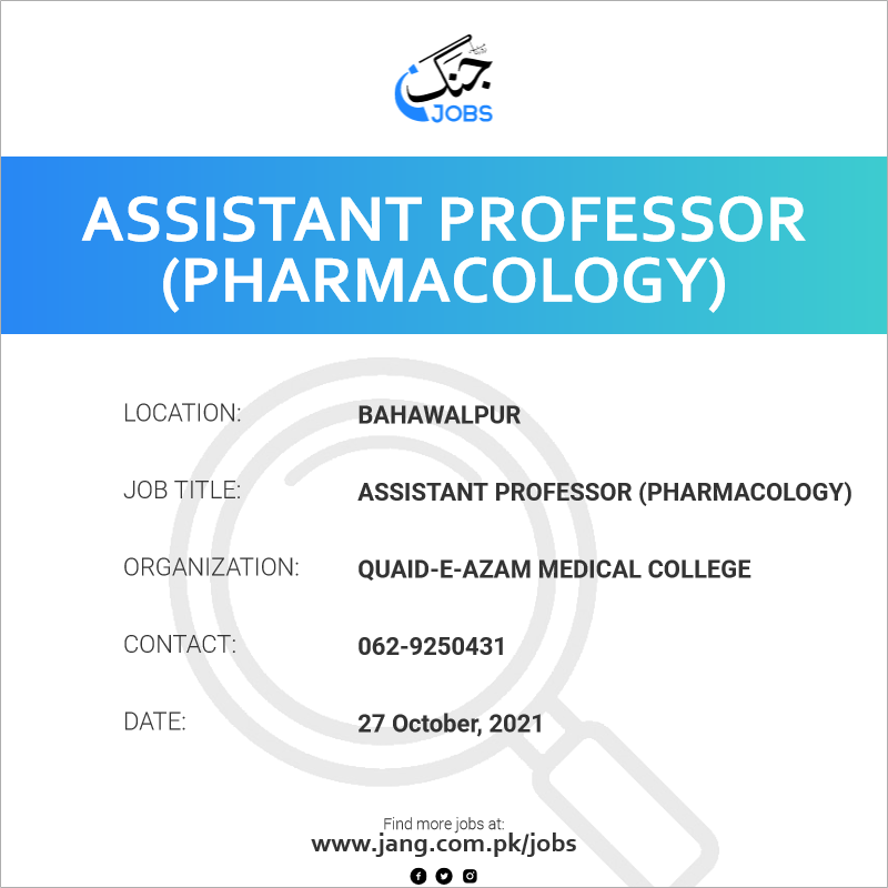 Assistant Professor (Pharmacology) 