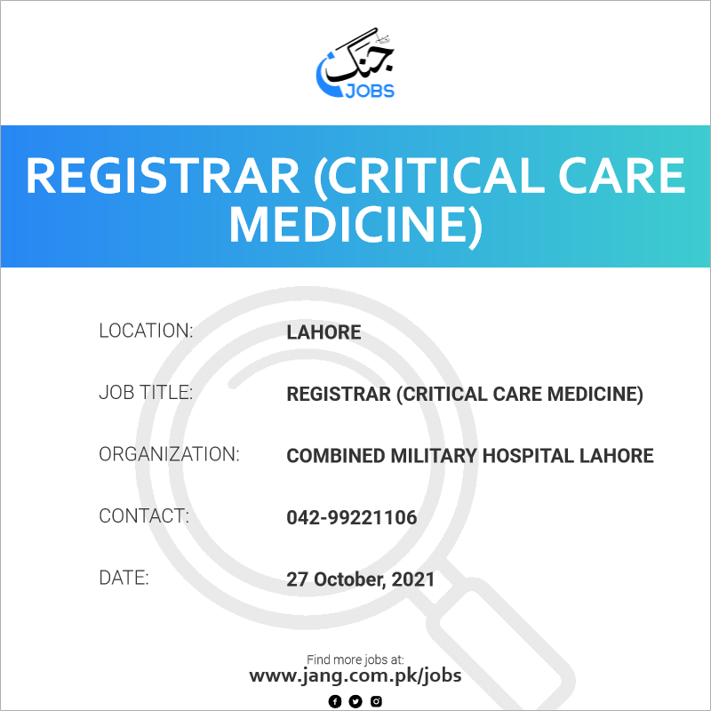 Registrar (Critical Care Medicine)