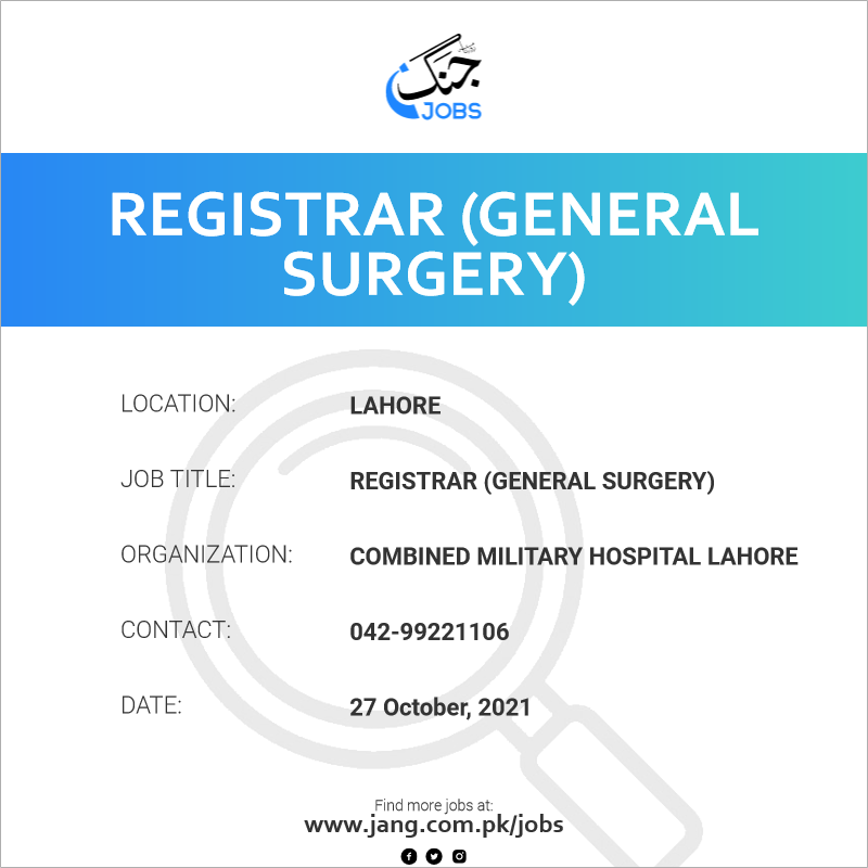 Registrar (General Surgery) 