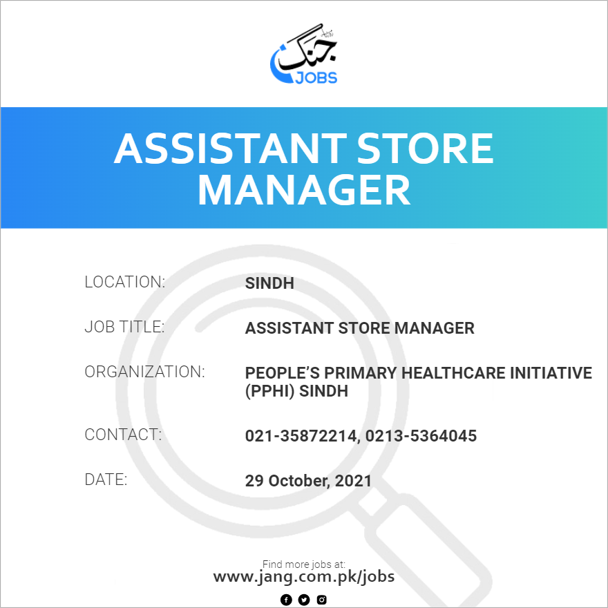 Assistant Store Manager Job People S Primary Healthcare Initiative   25996 110408 Card 